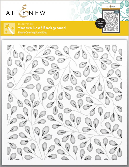 Modern Leaf Background Simple Coloring Stencil Set (2 in 1)