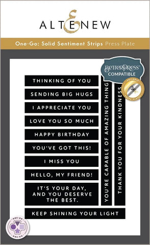One-Go: Solid Sentiment Strips Press Plate