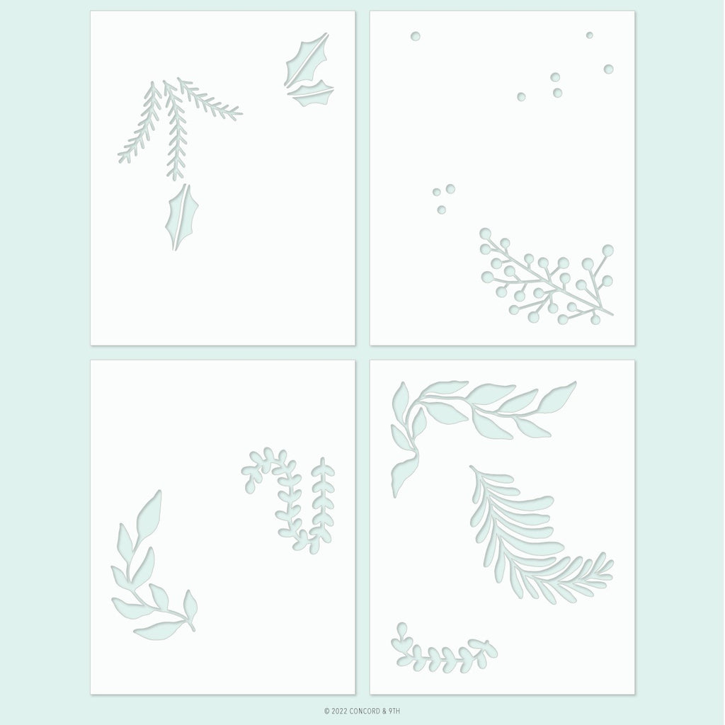 Holiday Sprigs Stencil Pack (4 stencils; 4.75 x 6)