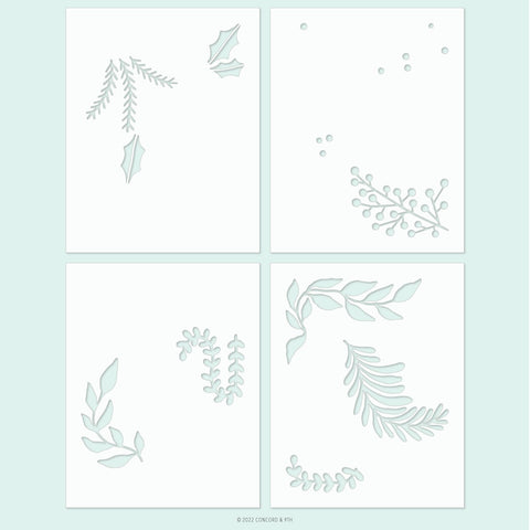 Holiday Sprigs Stencil Pack (4 stencils; 4.75 x 6)