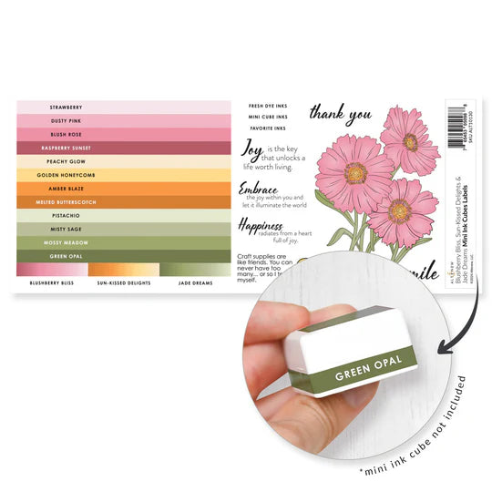Mini Ink Cubes Label Set - Blushberry Bliss, Sun-Kissed Delights, Jade Dreams