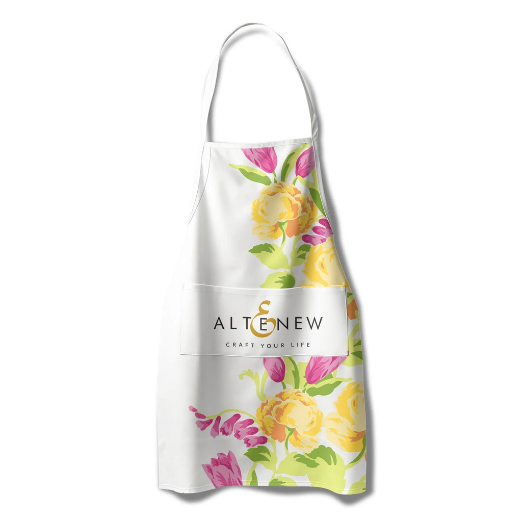 Artsy Apron: Yellow & Pink Ornamental Bouquet - White