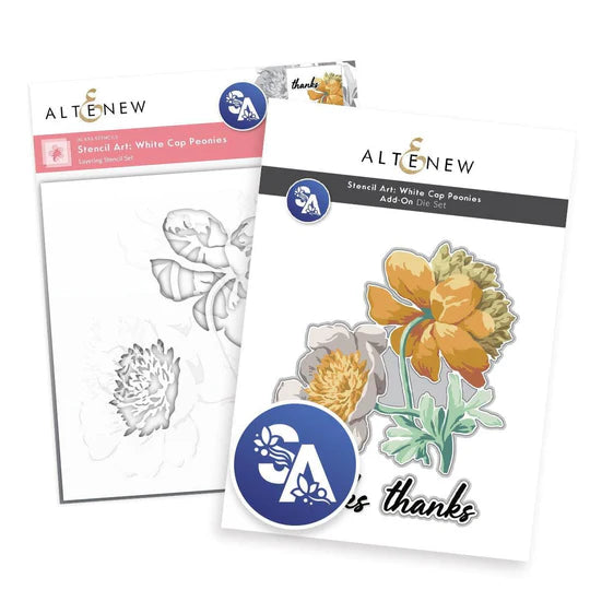 Stencil Art: White Cap Peonies & Add-on Die Bundle