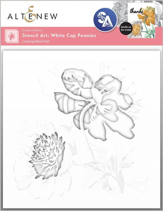 Stencil Art: White Cap Peonies Layering Stencil Set (6 in 1)