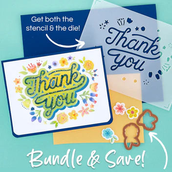 Floral Thank You Stencil and Die Bundle from the Layered Stencils Collection by Spellbinders