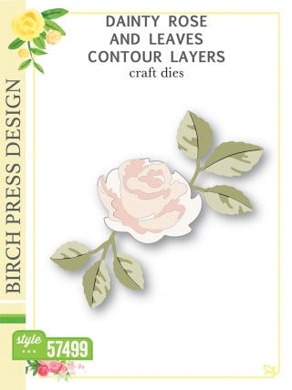 Dainty Rose and Leaves Contour Layers