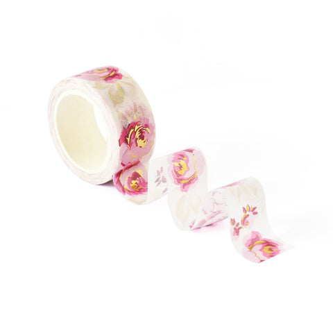 Gold Foil Winter Roses Washi Tape*