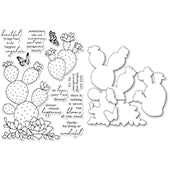 Flowering Cactus clear stamp and die set