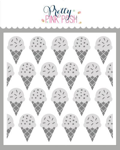 Layered Ice Cream Cones Stencil (4Lyr)