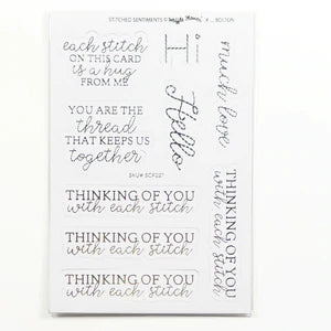 Stitched Sentiments Diecut Sheet - Silver Foil/white